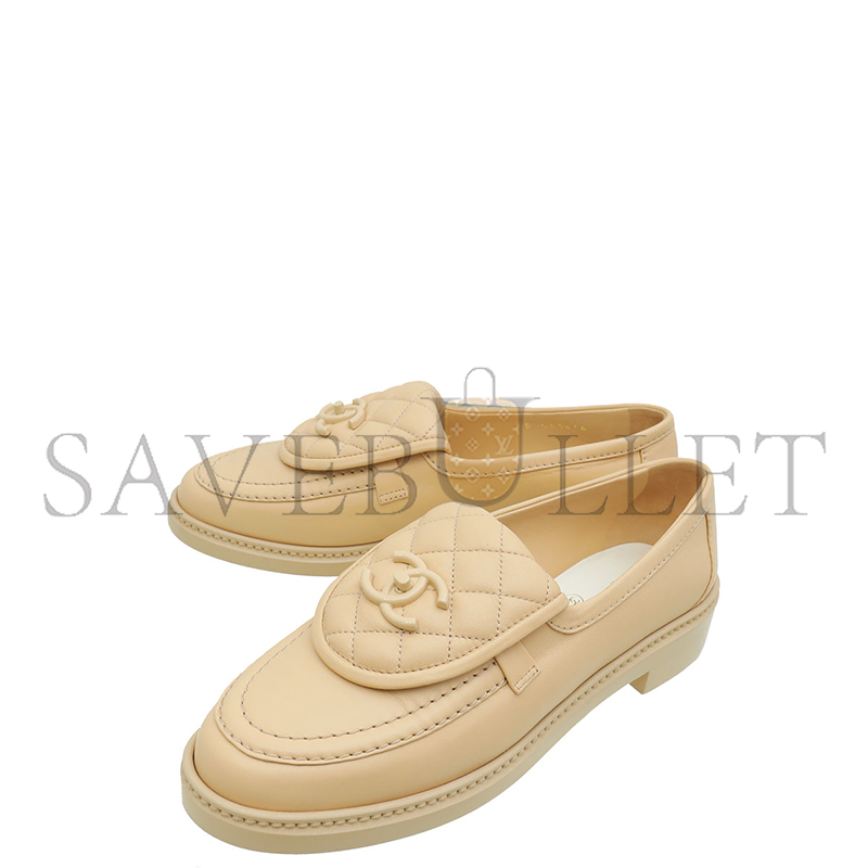 CHANEL QUILTED LEATHER CC TURNLOCK LOAFERS 
